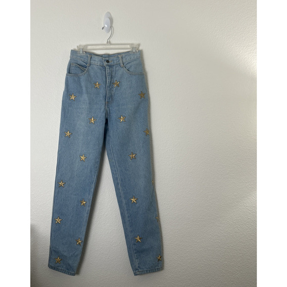 VTG LA COSTA Womens Jeans SZ 8 Waist (26x30) HI Rise Straight Stars Celestial - Picture 1 of 9